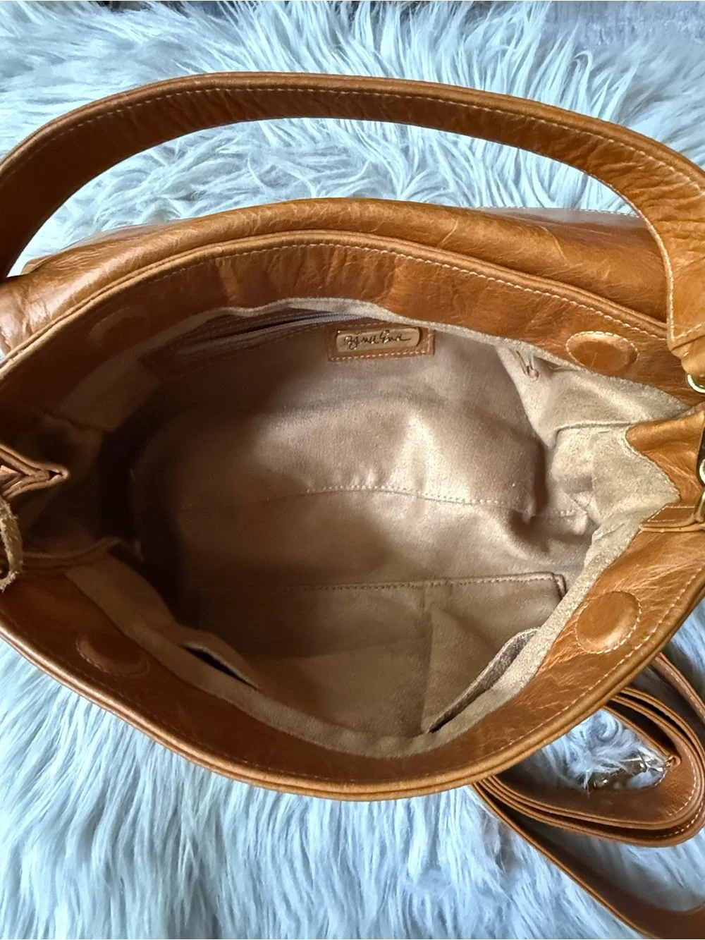 Zina Eva Cognac Leather Hobo Shoulder Bag